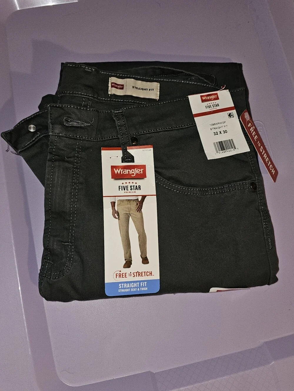 Wrangler Men's Straight Leg Jeans in Charcoal 32 X 30 NWT